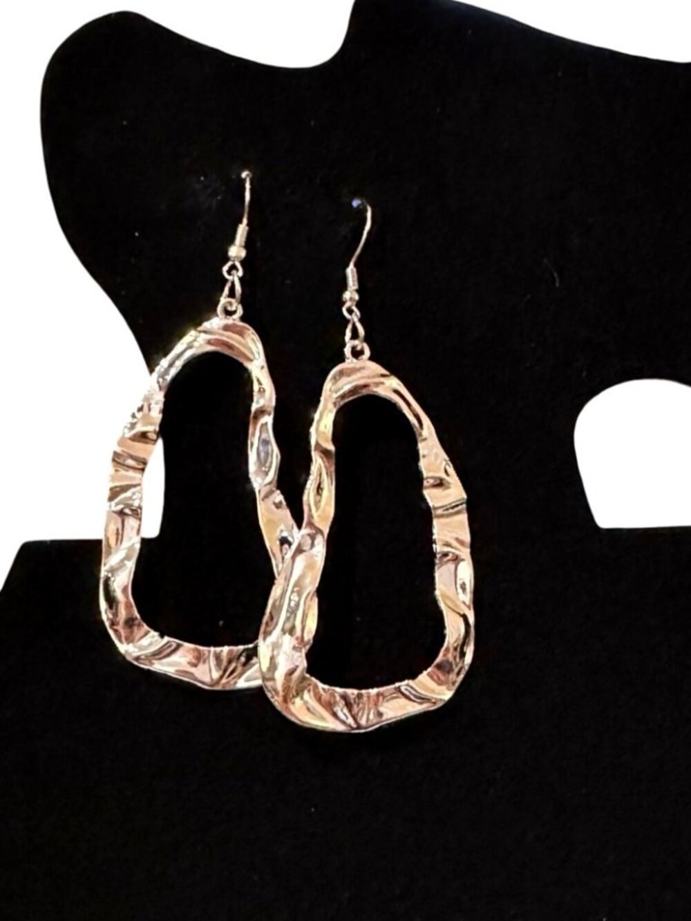 Wavy Abstract Silver Tone Drop Earrings Fishhook Closure 2.5 Inches Long NWOT
